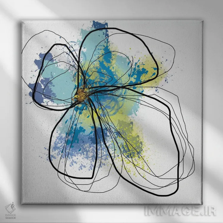 تابلو گلبرگهای لاجوردی ۱ اثر یان وایس - نمای روبهرو روی دیوار