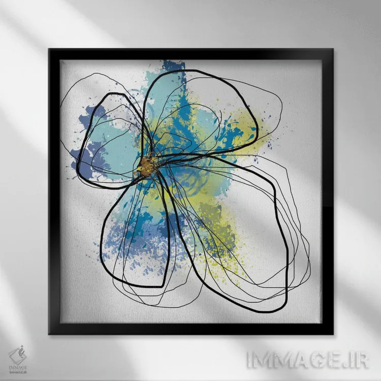 تابلو گلبرگهای لاجوردی ۱ اثر یان وایس - نمای قابدار مشکی