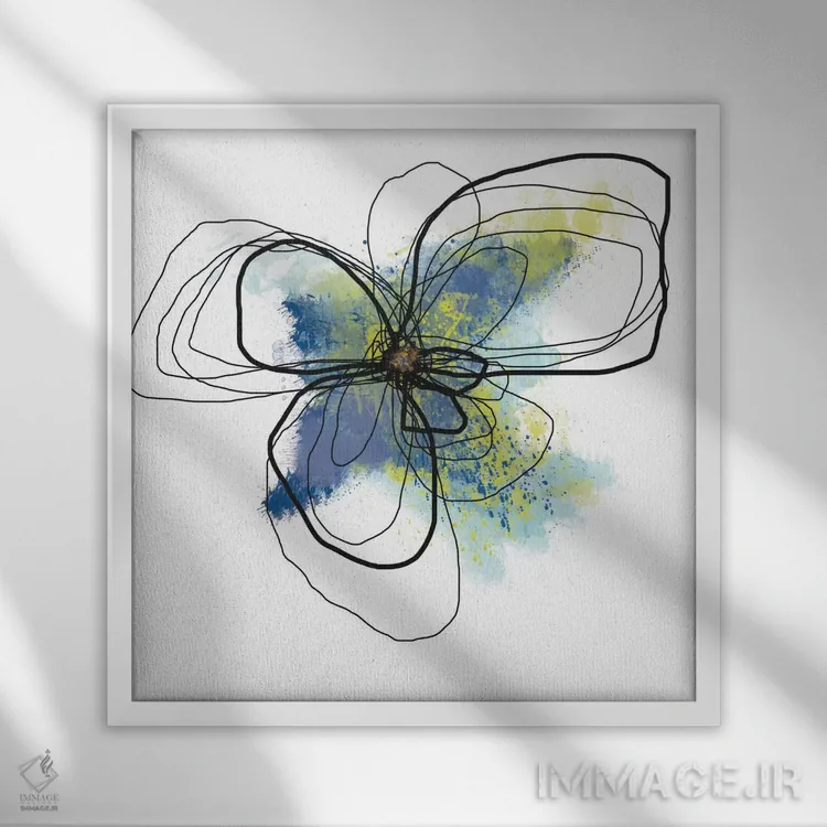 تابلو گلبرگهای لاجوردی ۲ اثر یان وایس - نمای قابدار سفید