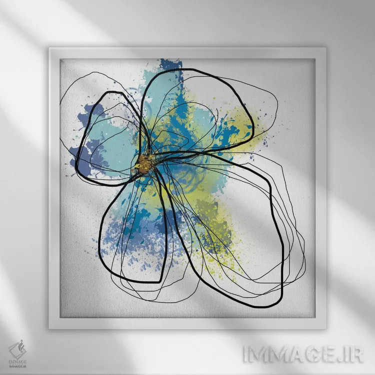 تابلو گلبرگهای لاجوردی ۱ اثر یان وایس - نمای قابدار سفید