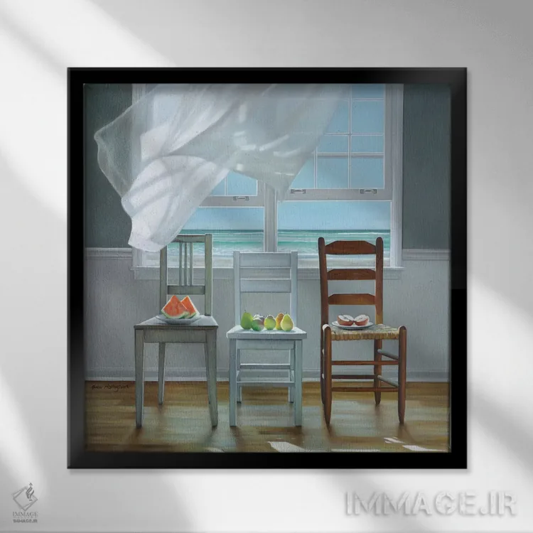 تابلو ساحل درمانی اثر کارن هالینگزورث - نمای قابدار مشکی