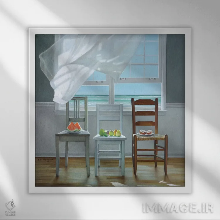 تابلو ساحل درمانی اثر کارن هالینگزورث - نمای قابدار سفید