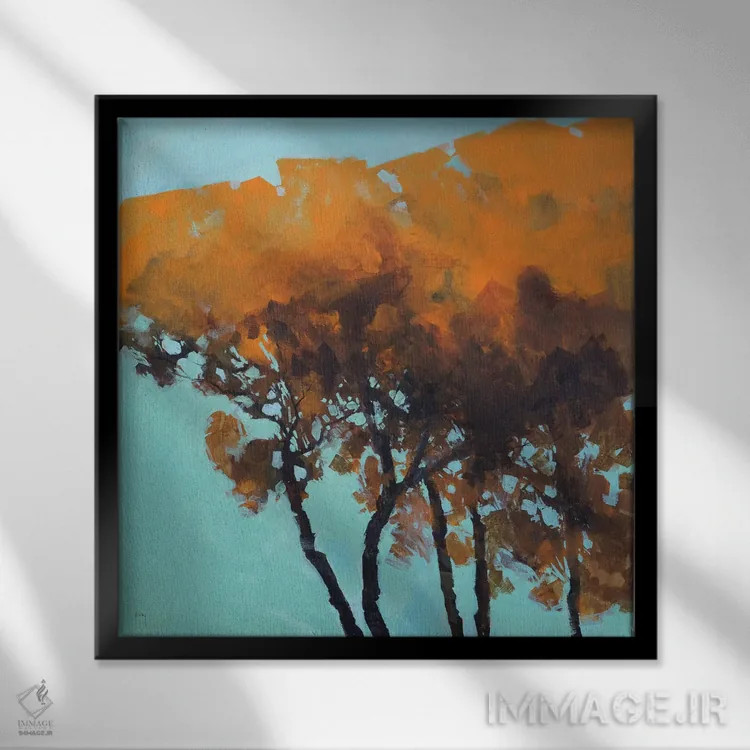 تابلو پنج درخت اثر پل بیلی - نمای قابدار مشکی
