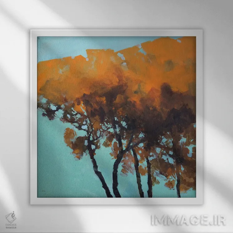 تابلو پنج درخت اثر پل بیلی - نمای قابدار سفید