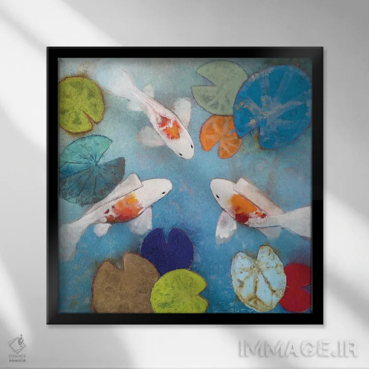 تابلو کوی ۲ (نوعی ماهی ژاپنی) اثر الیا کوری - نمای قابدار مشکی