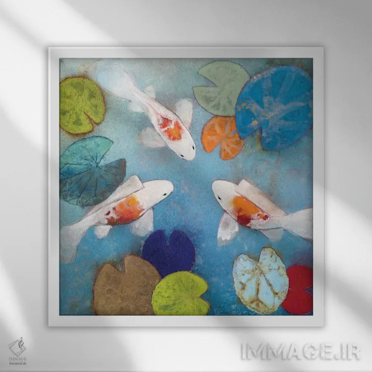 تابلو کوی ۲ (نوعی ماهی ژاپنی) اثر الیا کوری - نمای قابدار سفید