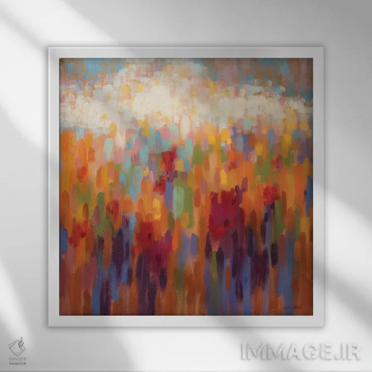 تابلو موزاییک شقایق اثر کلر هاردی - نمای قابدار سفید