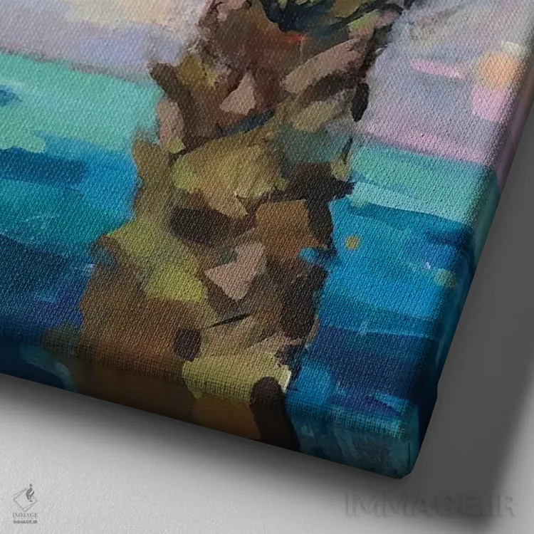 تابلو درخت نخل اثر پیج پیرسون ریلز بک - نمای نزدیک بافت بوم