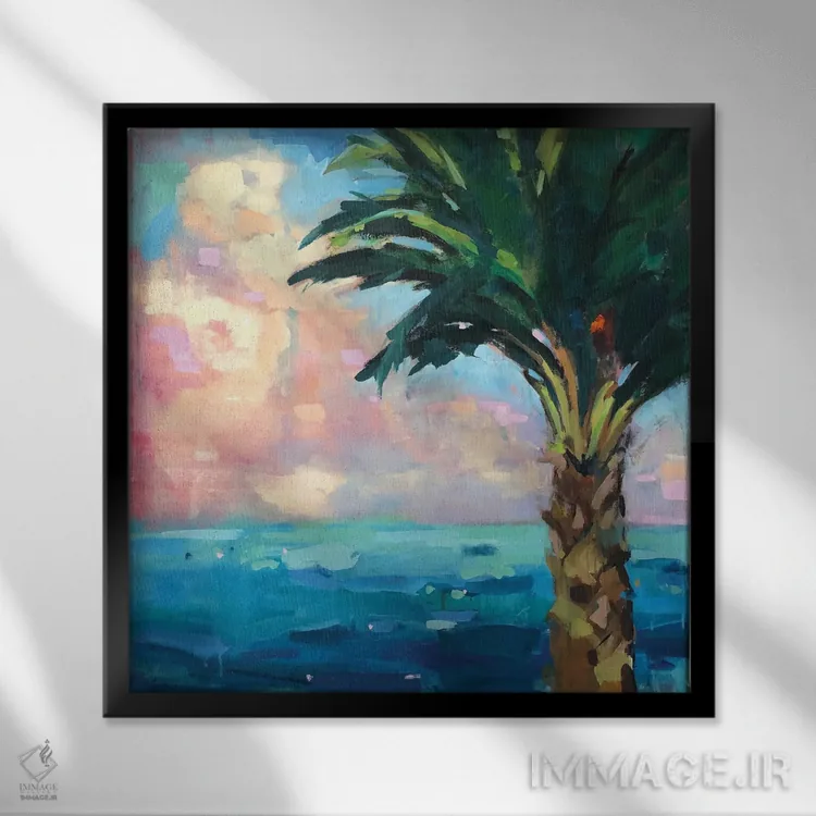 تابلو درخت نخل اثر پیج پیرسون ریلز بک - نمای قابدار مشکی