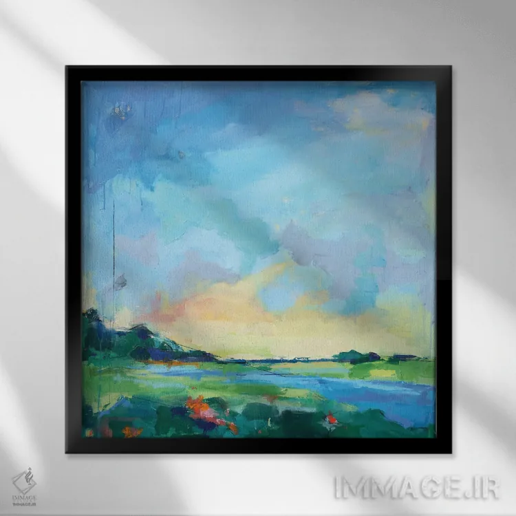 تابلو مرداب رودخانه اثر پیج پیرسون ریلز بک - نمای قابدار مشکی