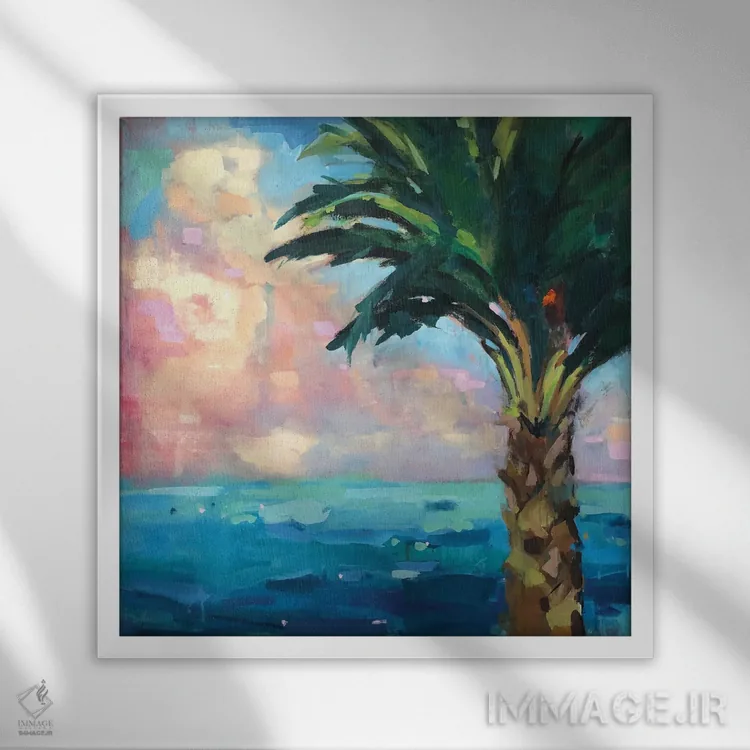 تابلو درخت نخل اثر پیج پیرسون ریلز بک - نمای قابدار سفید