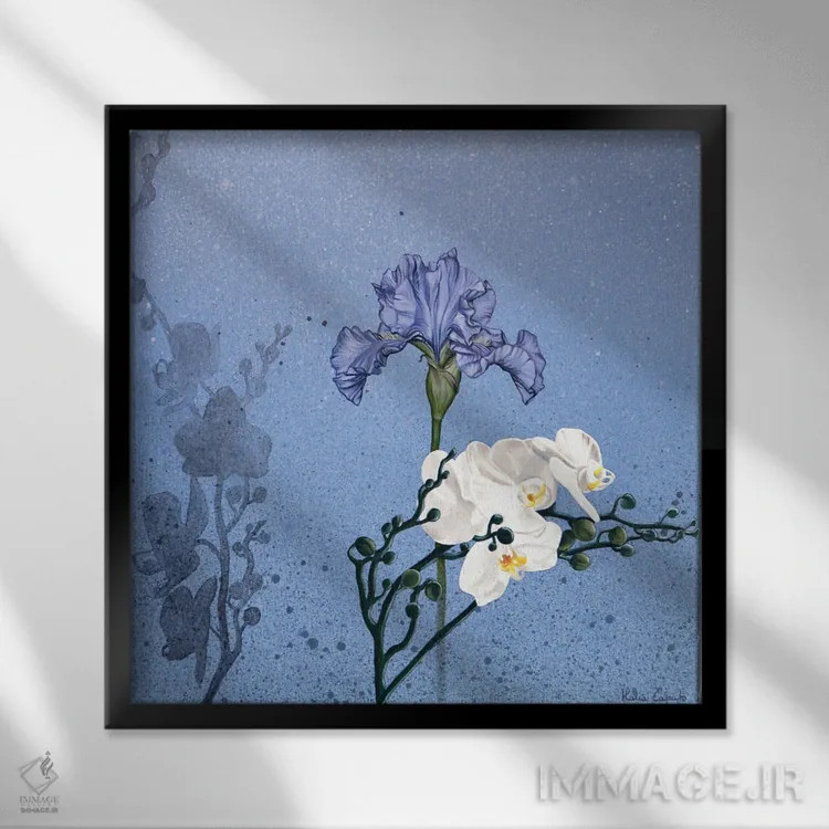 تابلو زنبق و ارکیدهها اثر ایلاریا کاپوتو - نمای قابدار مشکی
