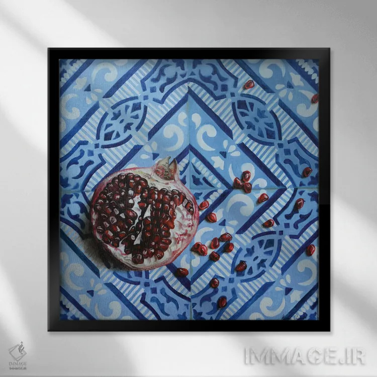 تابلو انار روی کاشیها اثر ایلاریا کاپوتو - نمای قابدار مشکی