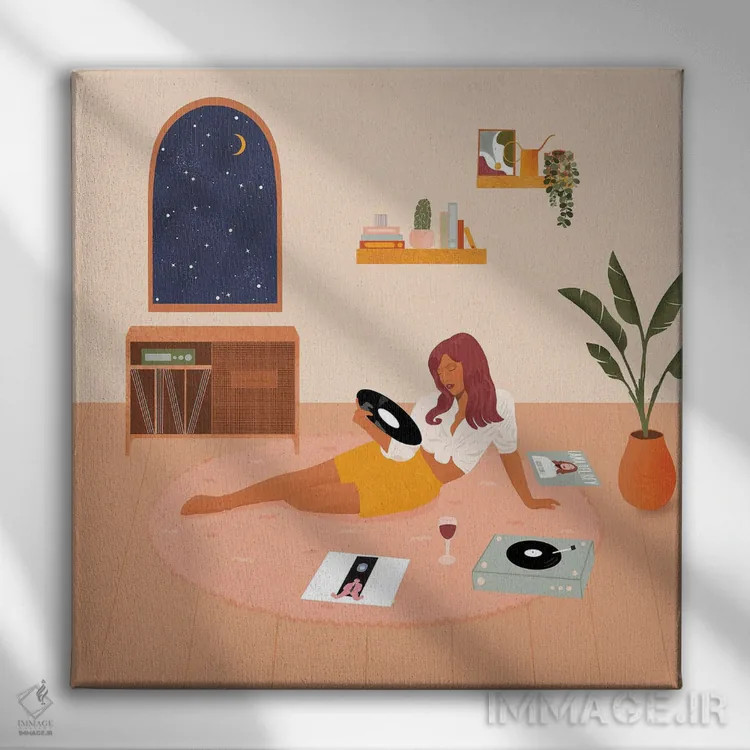 تابلو عاشق موسیقی اثر ایتسفانیهو (هنرمند دیجیتال) - نمای روبهرو روی دیوار