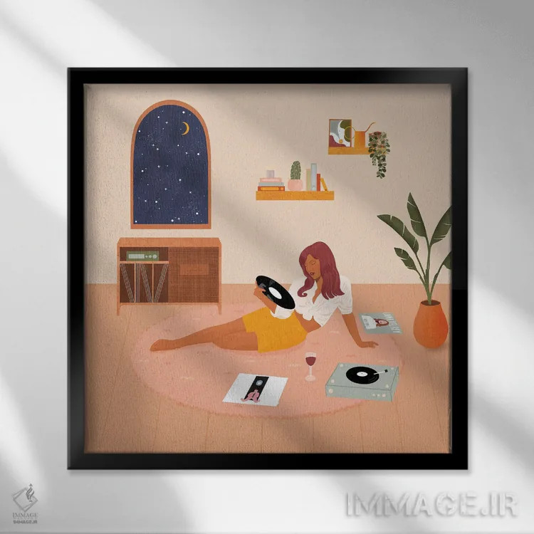 تابلو عاشق موسیقی اثر ایتسفانیهو (هنرمند دیجیتال) - نمای قابدار مشکی