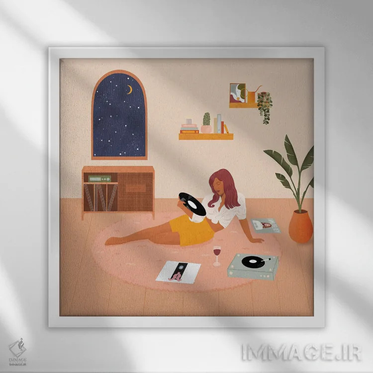 تابلو عاشق موسیقی اثر ایتسفانیهو (هنرمند دیجیتال) - نمای قابدار سفید