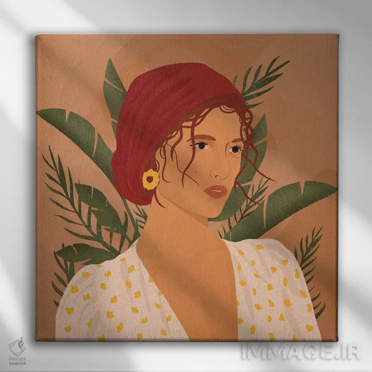تابلو زن بوهو (سبک بوهمی) اثر ایتسفانیهو (هنرمند دیجیتال) - نمای روبهرو روی دیوار
