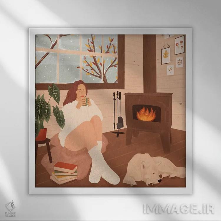 تابلو زندگی دنج اثر ایتسفانیهو (هنرمند دیجیتال) - نمای قابدار سفید