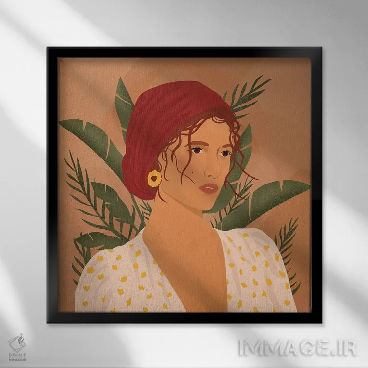 تابلو زن بوهو (سبک بوهمی) اثر ایتسفانیهو (هنرمند دیجیتال) - نمای قابدار مشکی