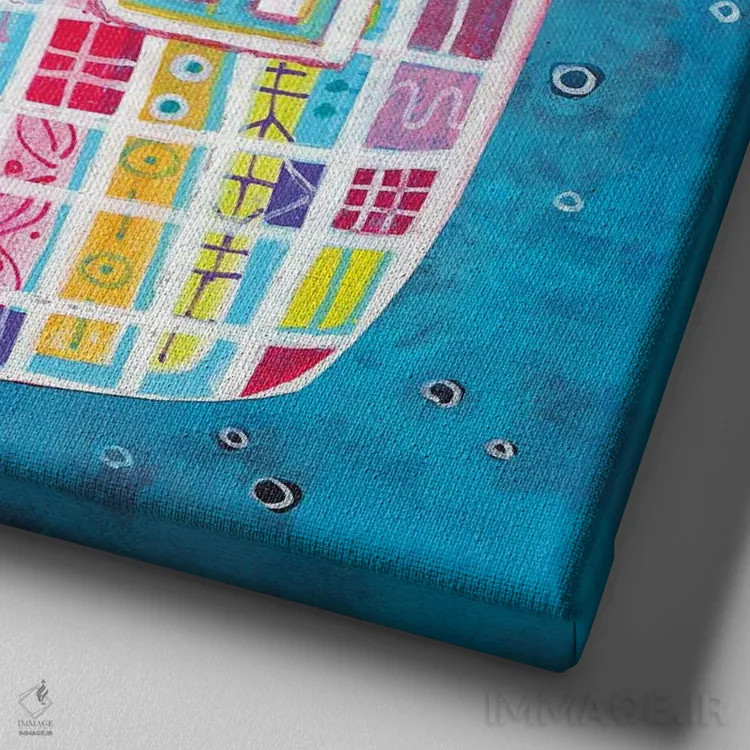 تابلو انار رنگارنگ اثر ایرنه گولاندریس - نمای نزدیک بافت بوم