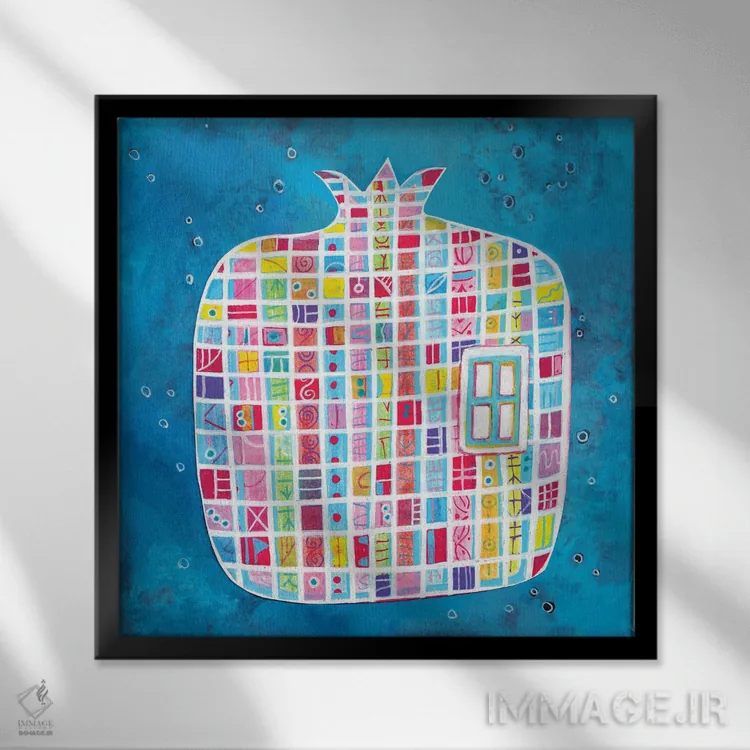 تابلو انار رنگارنگ اثر ایرنه گولاندریس - نمای قابدار مشکی