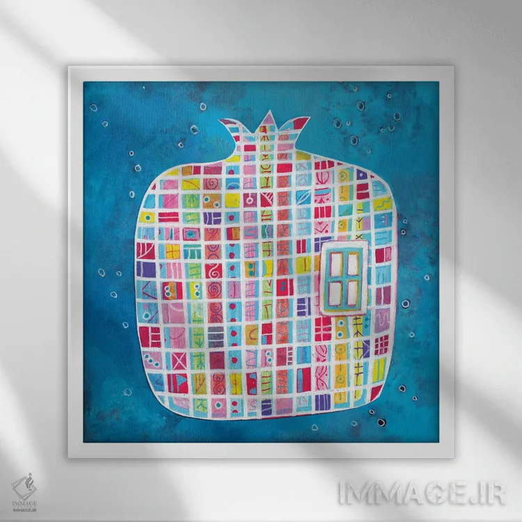 تابلو انار رنگارنگ اثر ایرنه گولاندریس - نمای قابدار سفید