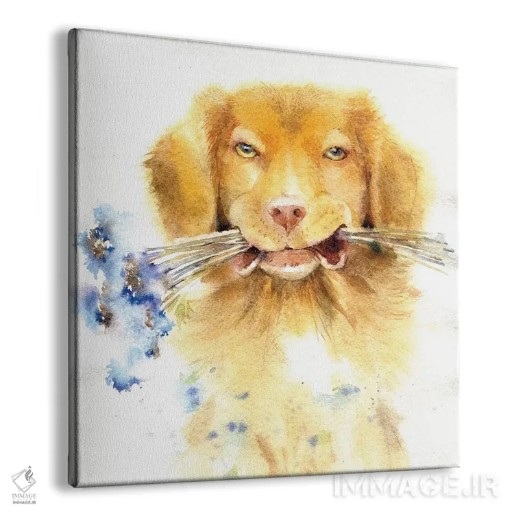 تابلو سگ رتریور با دستهگل اثر مارینا ایگناتووا - نمای پرسپکتیو محصول