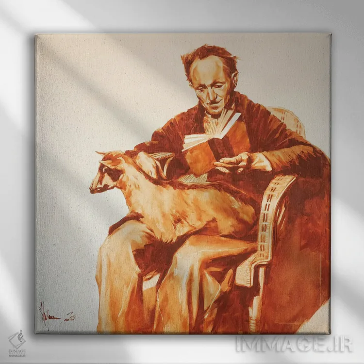 تابلو پیرمرد با بز اثر ایگور شولمان - نمای روبهرو روی دیوار