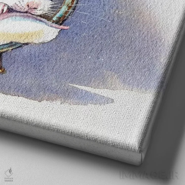 تابلو موش سفید اثر مارینا ایگناتووا - نمای نزدیک بافت بوم