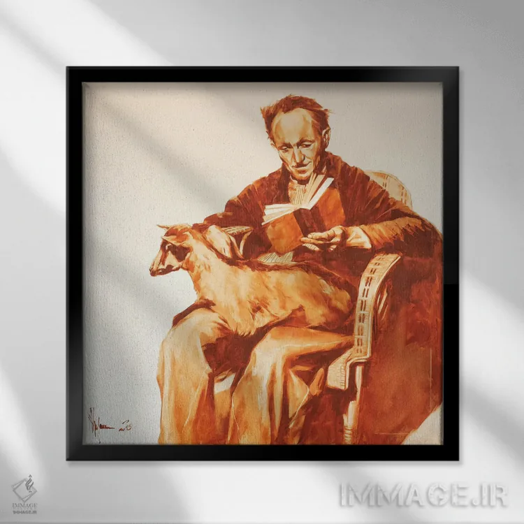 تابلو پیرمرد با بز اثر ایگور شولمان - نمای قابدار مشکی