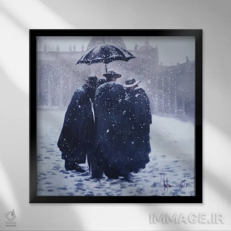 تابلو زمستان در ایتالیا اثر ایگور شولمان - نمای قابدار مشکی