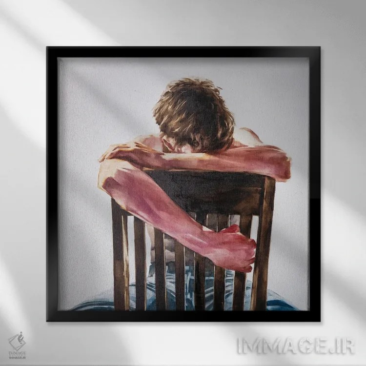 تابلو پرترهٔ مرد مضطرب اثر ایگور شولمان - نمای قابدار مشکی