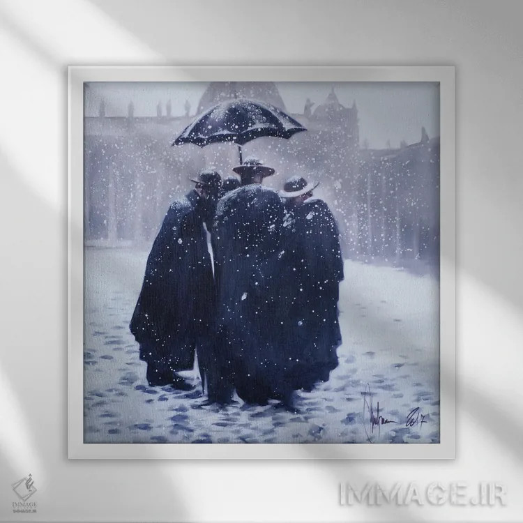 تابلو زمستان در ایتالیا اثر ایگور شولمان - نمای قابدار سفید