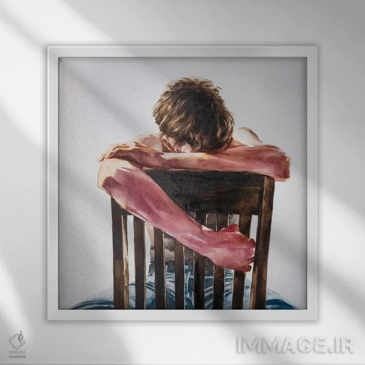 تابلو پرترهٔ مرد مضطرب اثر ایگور شولمان - نمای قابدار سفید