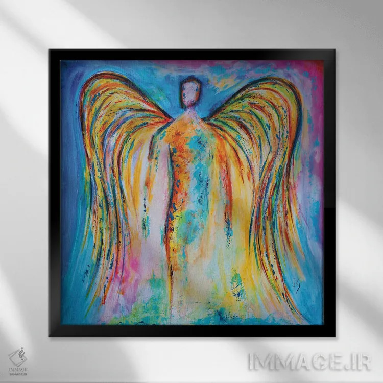 تابلو فرشته شعله جاویدان اثر ایوان گوادراما - نمای قابدار مشکی