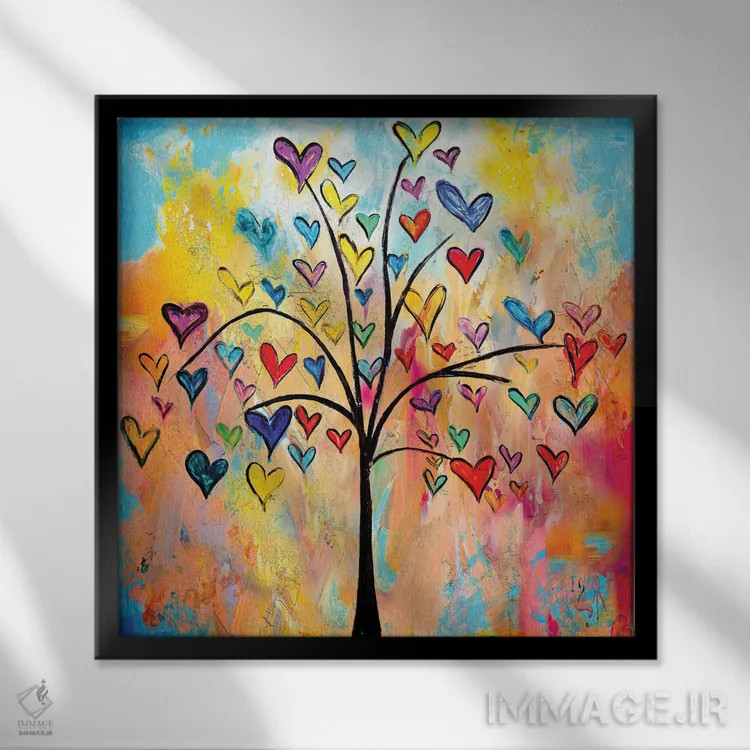 تابلو درخت قلبها اثر ایوان گوادراما - نمای قابدار مشکی