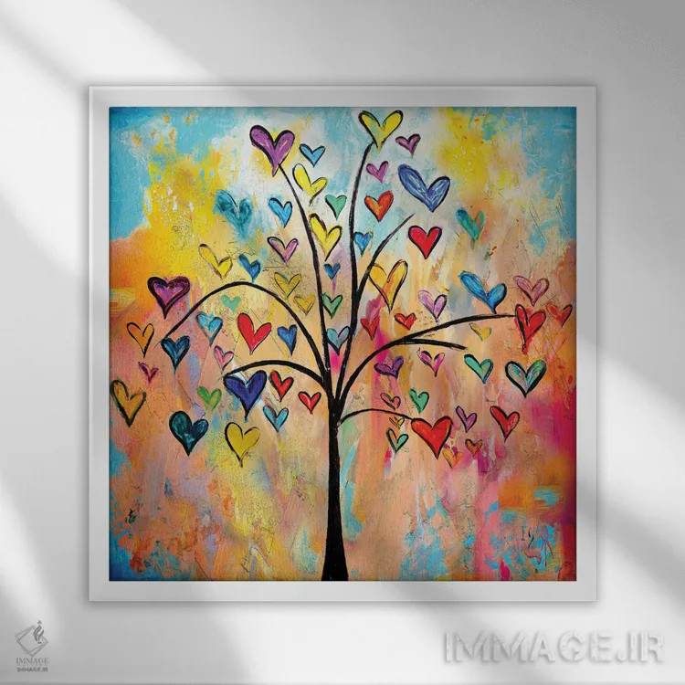 تابلو درخت قلبها اثر ایوان گوادراما - نمای قابدار سفید