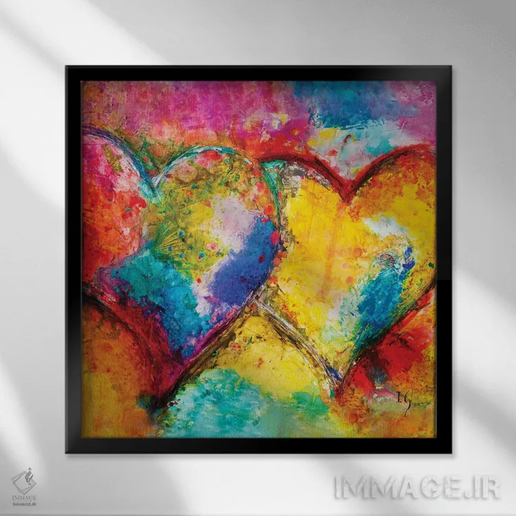 تابلو دو قلب اثر ایوان گوادراما - نمای قابدار مشکی