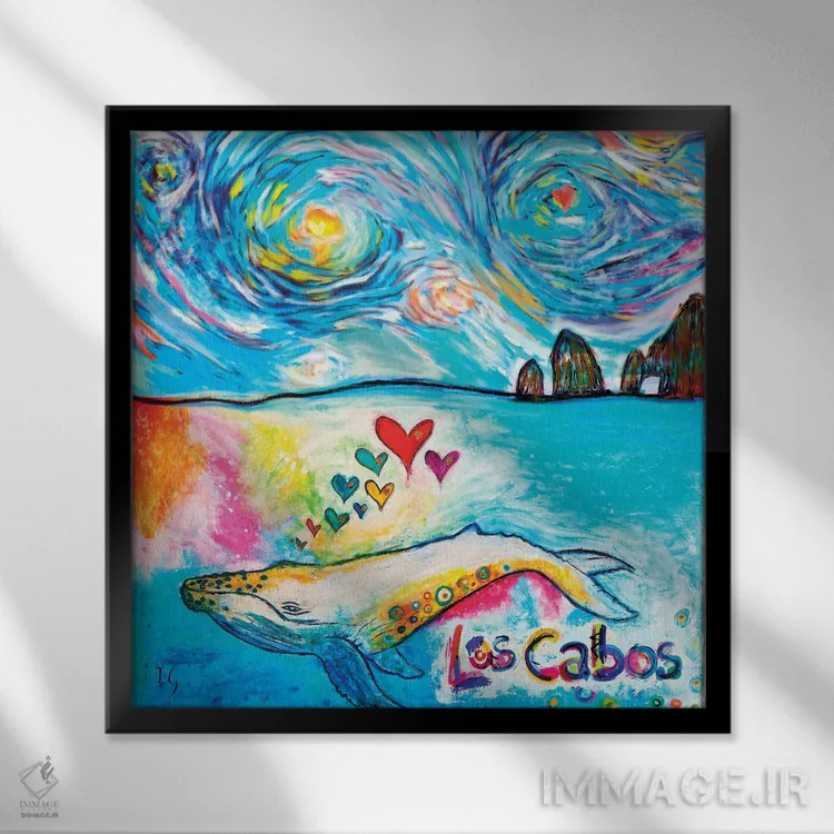 تابلو نهنگ لوس کابوس (مکزیک) اثر ایوان گوادراما - نمای قابدار مشکی