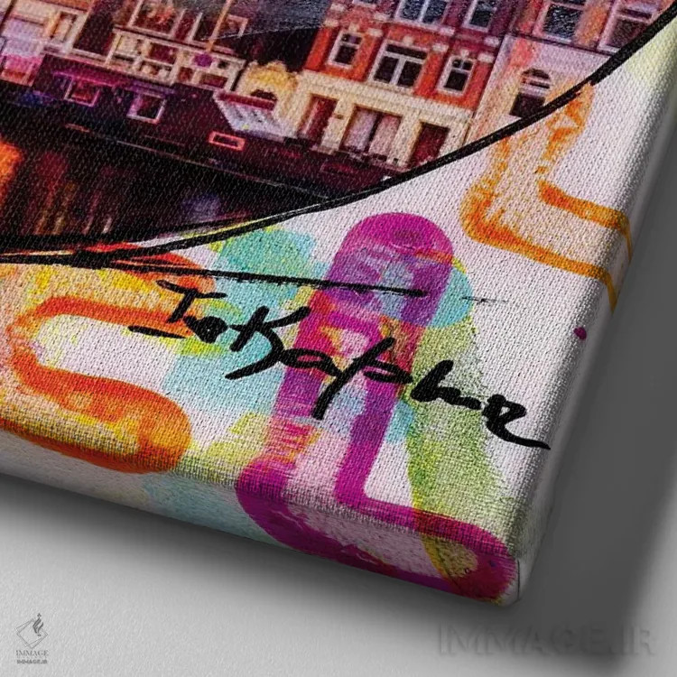 تابلو آمستردام من اثر اینس کاپلون - نمای نزدیک بافت بوم