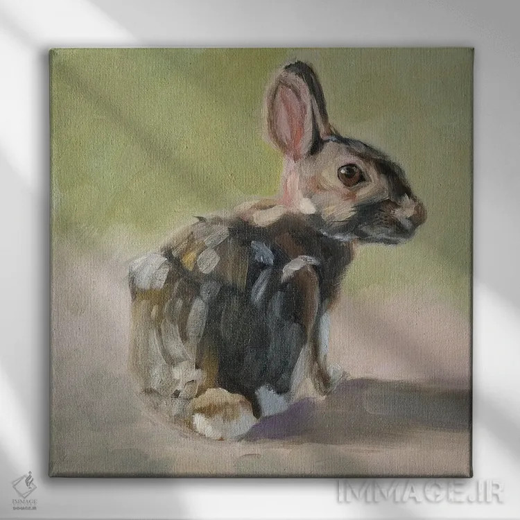 تابلو خرگوش کوچولو اثر ایرینا خورت - نمای روبهرو روی دیوار