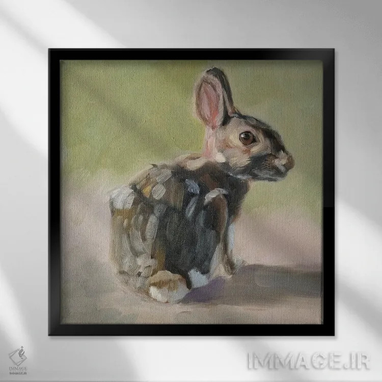 تابلو خرگوش کوچولو اثر ایرینا خورت - نمای قابدار مشکی