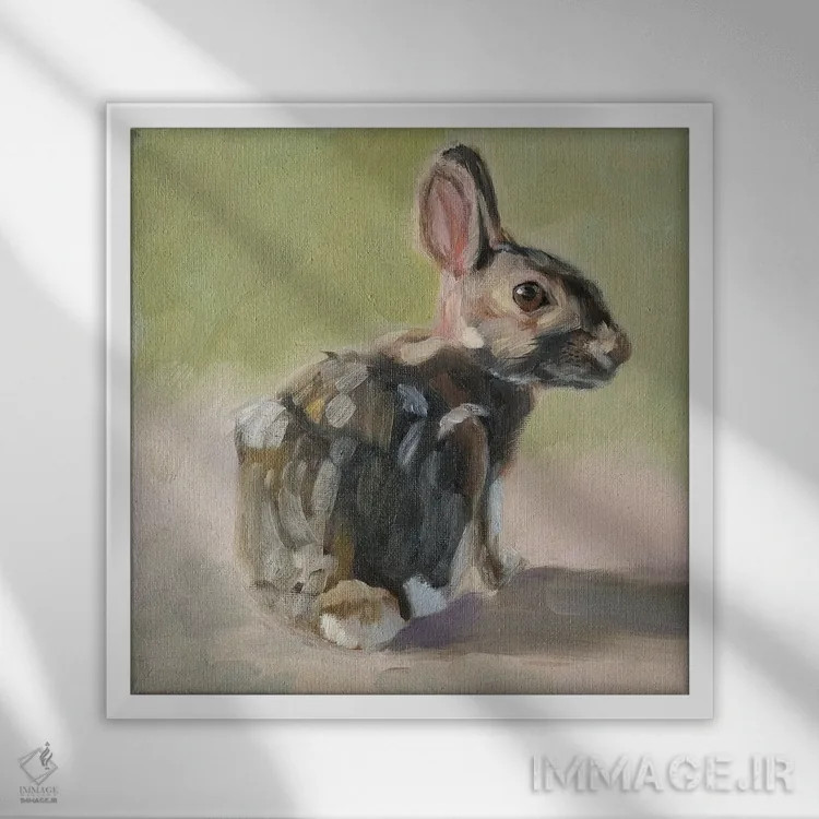 تابلو خرگوش کوچولو اثر ایرینا خورت - نمای قابدار سفید
