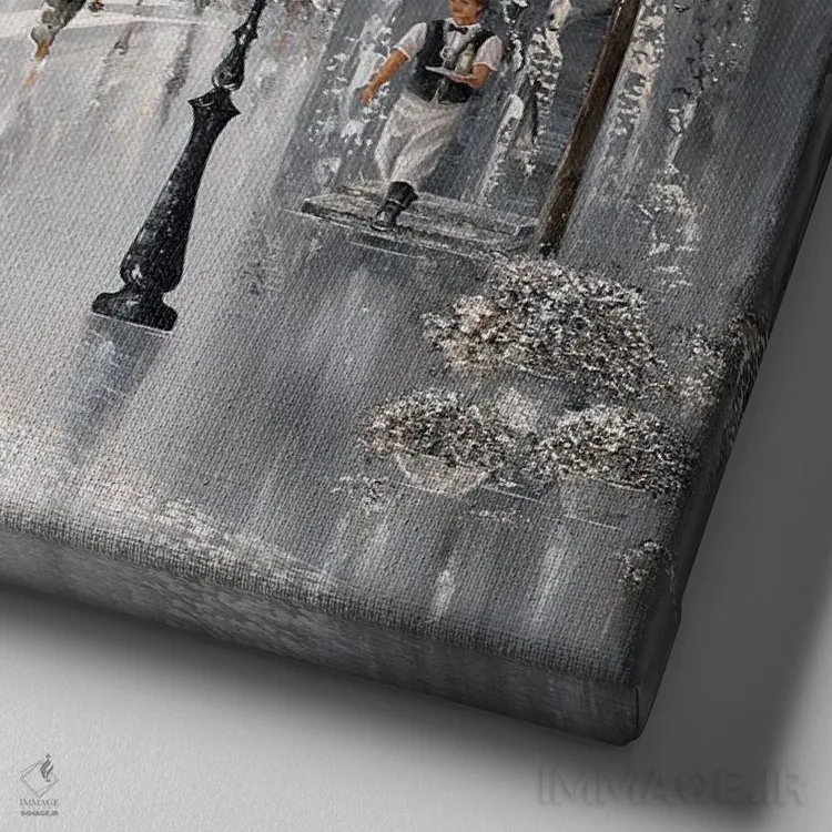 تابلو Flair Of Paris,برج ایفل، رنگوبوی پاریس اثر ایزابیلا کارولِویچ - نمای نزدیک بافت بوم