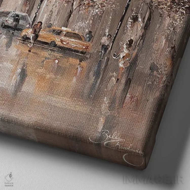 تابلو New York,جنبوجوش شهری، نیویورک اثر ایزابیلا کارولِویچ - نمای نزدیک بافت بوم