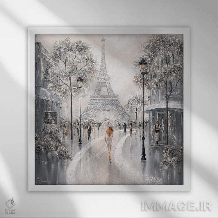 تابلو Flair Of Paris,برج ایفل، رنگوبوی پاریس اثر ایزابیلا کارولِویچ - نمای قابدار سفید
