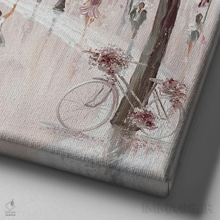 تابلو Paris Street Scene,طاق نصرت، صحنه خیابانی پاریس اثر ایزابیلا کارولِویچ - نمای نزدیک بافت بوم