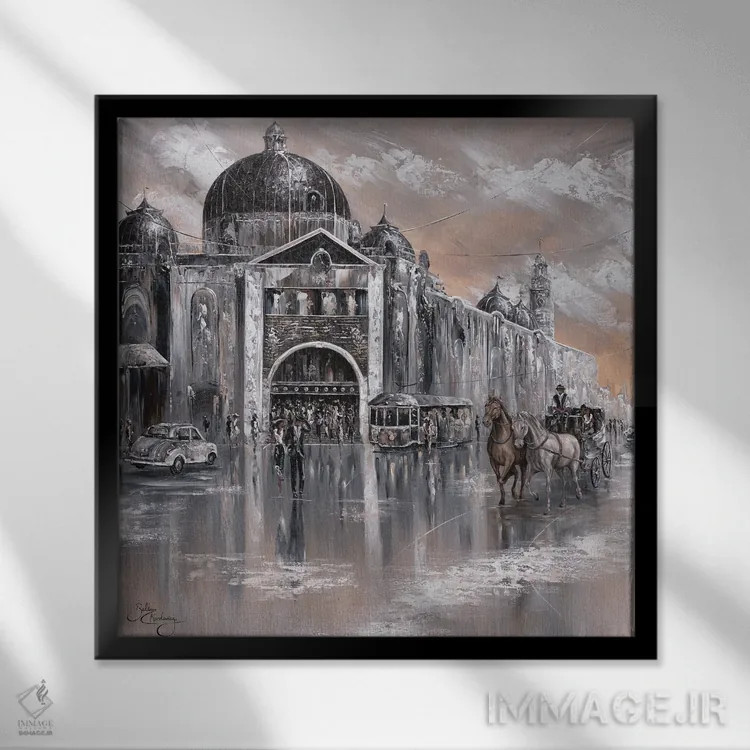 تابلو فلیندرز قدیمی (خیابان یا ایستگاه ملبورن) اثر ایزابیلا کارولِویچ - نمای قابدار مشکی