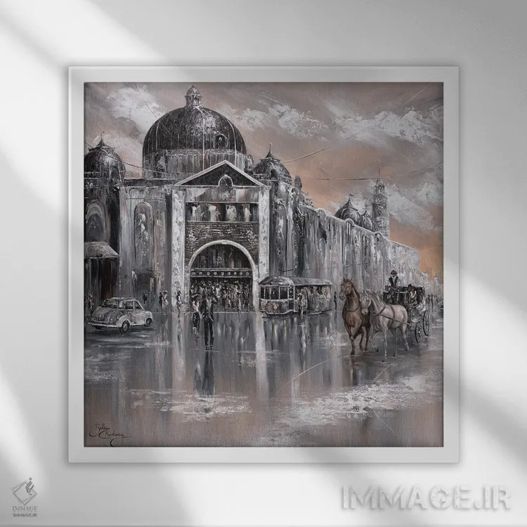 تابلو فلیندرز قدیمی (خیابان یا ایستگاه ملبورن) اثر ایزابیلا کارولِویچ - نمای قابدار سفید