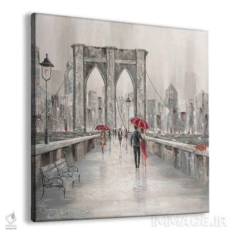 تابلو Brooklyn Bridge II,گل رز، پل بروکلین ۲ اثر ایزابیلا کارولِویچ - نمای پرسپکتیو محصول